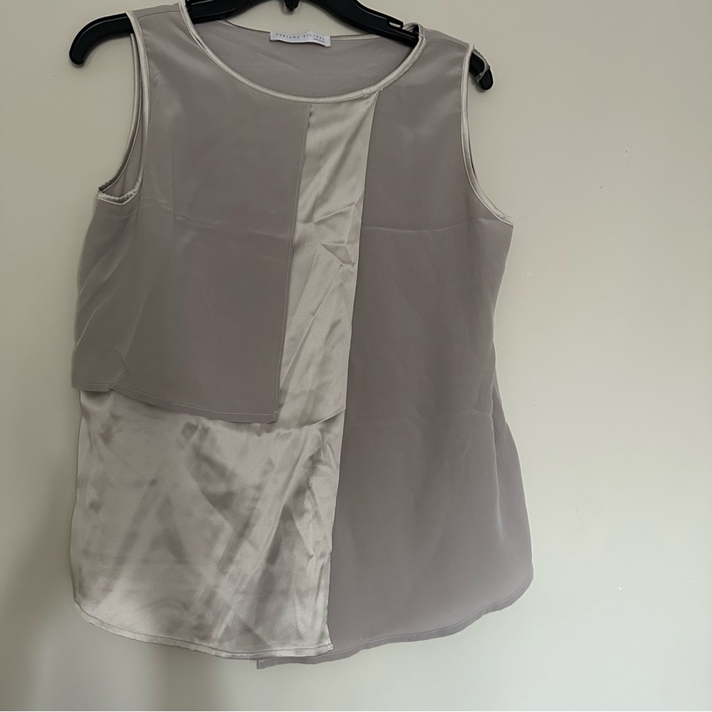 Fabiana filippi medium gray satin sleeveless top